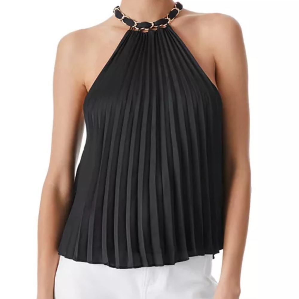 Alice + Olivia Black Chain Halter Top
